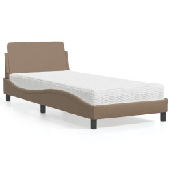 Cama com colchão dover 90x200 cm couro artificial cor cappuccino
