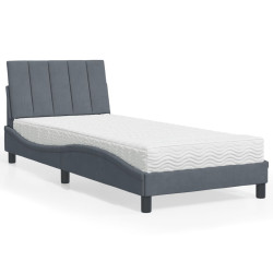 Cama com colchão hanko 80x200 cm veludo cinzento-escuro