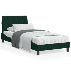 Cama com colchão hanko 90x200 cm veludo verde-escuro