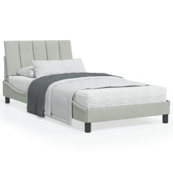 Cama com colchão hanko 100x200 cm veludo cinzento-claro
