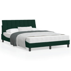 Cama com colchão hanko 120x200 cm veludo verde-escuro