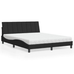 Cama com colchão hanko 160x200 cm veludo preto