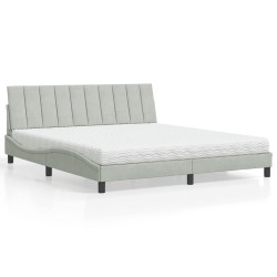 Cama com colchão hanko 180x200 cm veludo cinzento-claro