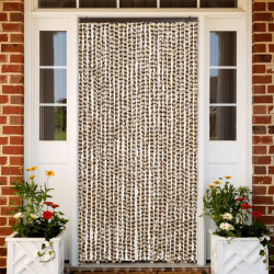 Cortina anti-insetos 118x220 cm chenille bege e castanho