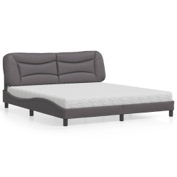 Cama com colchão hvar 180x200 cm couro artificial cinza