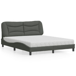 Cama com colchão hvar 160x200 cm tecido cinzento-escuro