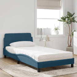 Cama com colchão dover 100x200 cm veludo azul