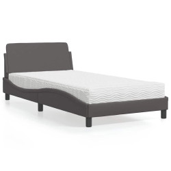 Cama com colchão dover 100x200 cm couro artificial cinzento