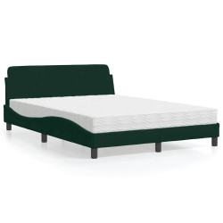 Cama com colchão dover 120x200 cm veludo verde-escuro