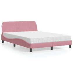 Cama com colchão dover 120x200 cm veludo rosa