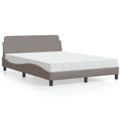 Cama com colchão dover 140x190 cm tecido castanho-acinzentado