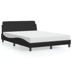 Cama com colchão dover 140x190 cm couro artificial preto