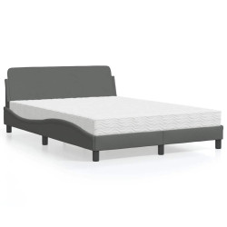 Cama com colchão dover 140x200 cm tecido cinzento-escuro