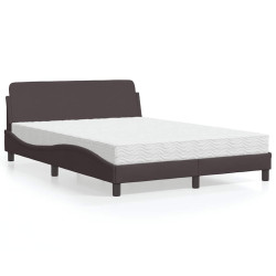 Cama com colchão dover 140x200 cm tecido castanho-escuro