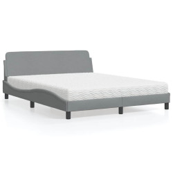 Cama com colchão dover 160x200 cm tecido cinzento-claro