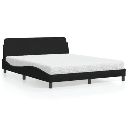 Cama com colchão dover 160x200 cm tecido preto