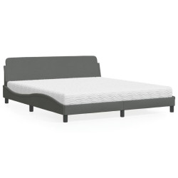 Cama com colchão dover 180x200 cm tecido cinzento-escuro