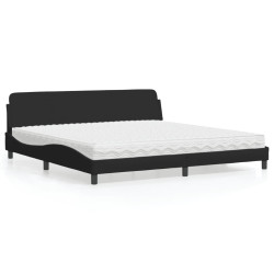 Cama com colchão dover 200x200 cm tecido preto