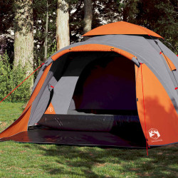 Tenda campismo cúpula 3 pessoas libertação rápida cinza/laranja