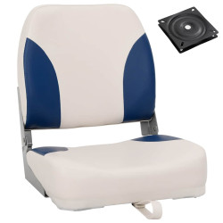 Conjunto de 1 assento de barco dobrável com almofada azul/branco