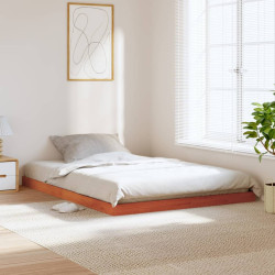 Estrutura de cama 135x190 cm madeira pinho maciça castanho cera