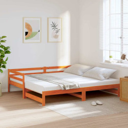 Sofá-cama com gavetão sem colchões 90x190 cm castanho-mel