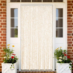Cortina anti-insetos 100x230 cm chenille bege e branco