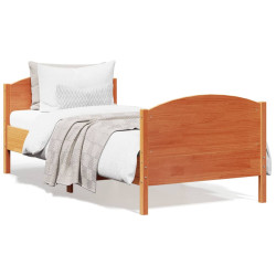 Cama sem colchão 75x190 cm madeira de pinho maciça castanho-mel