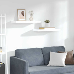 Prateleiras de parede suspensas 2 pcs 60x23,5x3,8cm MDF branco