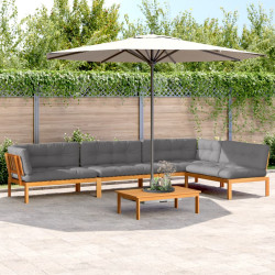 5 Pcs móveis de paletes p/ jardim com almofadões acácia maciça