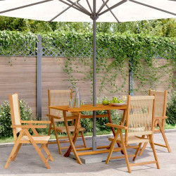Cadeiras jardim reclináveis 4 pcs madeira de acácia maciça bege