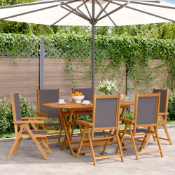 Cadeiras jardim reclin. 6 pcs tecido/madeira maciça antracite