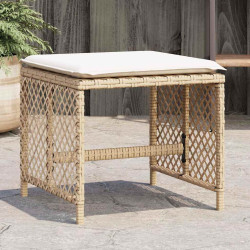 Bancos de jardim com almofadões 4 pcs 41x41x36 cm vime PE bege
