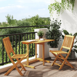 3 Pcs conjunto jantar dobrável p/ jardim madeira acácia maciça