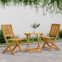 3 Pcs conjunto jantar dobrável p/ jardim madeira acácia maciça