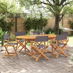 6 Pcs cadeiras de jardim dobráveis tecido cinzento-escuro
