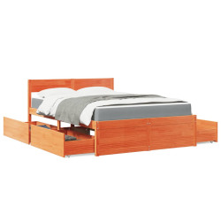 Cama com gavetas e colchão 120x190 cm pinho maciço castanho-mel
