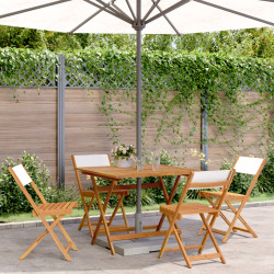 5 Pcs conj. jantar p/ jardim tecido/madeira maciça branco nata