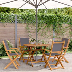 5 Pcs conj. jantar p/ jardim tecido/madeira maciça antracite