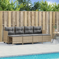 5 Pcs conjunto de sofás p/ jardim com almofadões vime PE bege