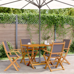 Cadeiras jardim dobráveis 4 pcs tecido/madeira maciça antracite