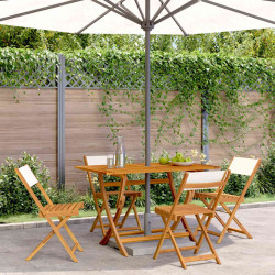 Cadeiras de jardim dobráveis 4 pcs tecido/madeira branco nata