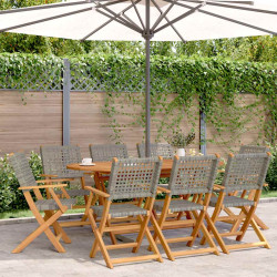 Cadeiras de jardim dobráveis 8 pcs vime PE/madeira maciça cinza