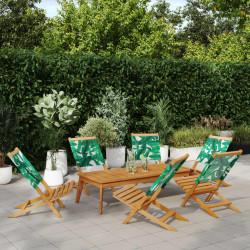 Cadeiras de jardim dobráveis 6 pcs tecido/madeira maciça verde