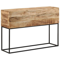 Mesa consola 110x30x75 cm madeira mangueira áspera maciça/ferro