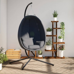 Cadeira suspensa egg com suporte em tecido antracite e aço