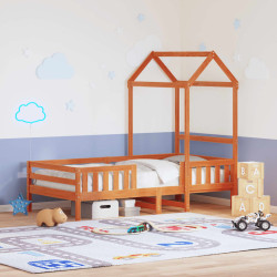 Estrutura de cama c/ telhado 90x190cm pinho maciço castanho-mel