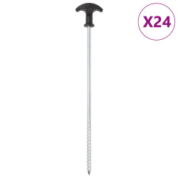 Estacas para tenda 24 pcs 30 cm ø7 mm aço galvanizado