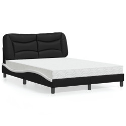 Cama com colchão hvar 140x190 cm couro artificial preto
