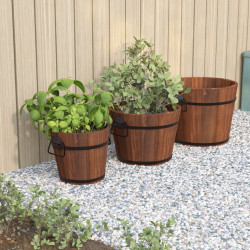 3 Pcs conjunto de vasos em forma de balde abeto maciço